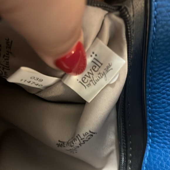 Jewell Thirty One Pebble Blue Cobalt Crossbody Large Tote with Strap - Picture 13 of 16